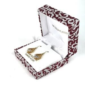 Blue Topaz 18K Gold Plated Earrings New Birthstone Crystal Jewelry Accessories